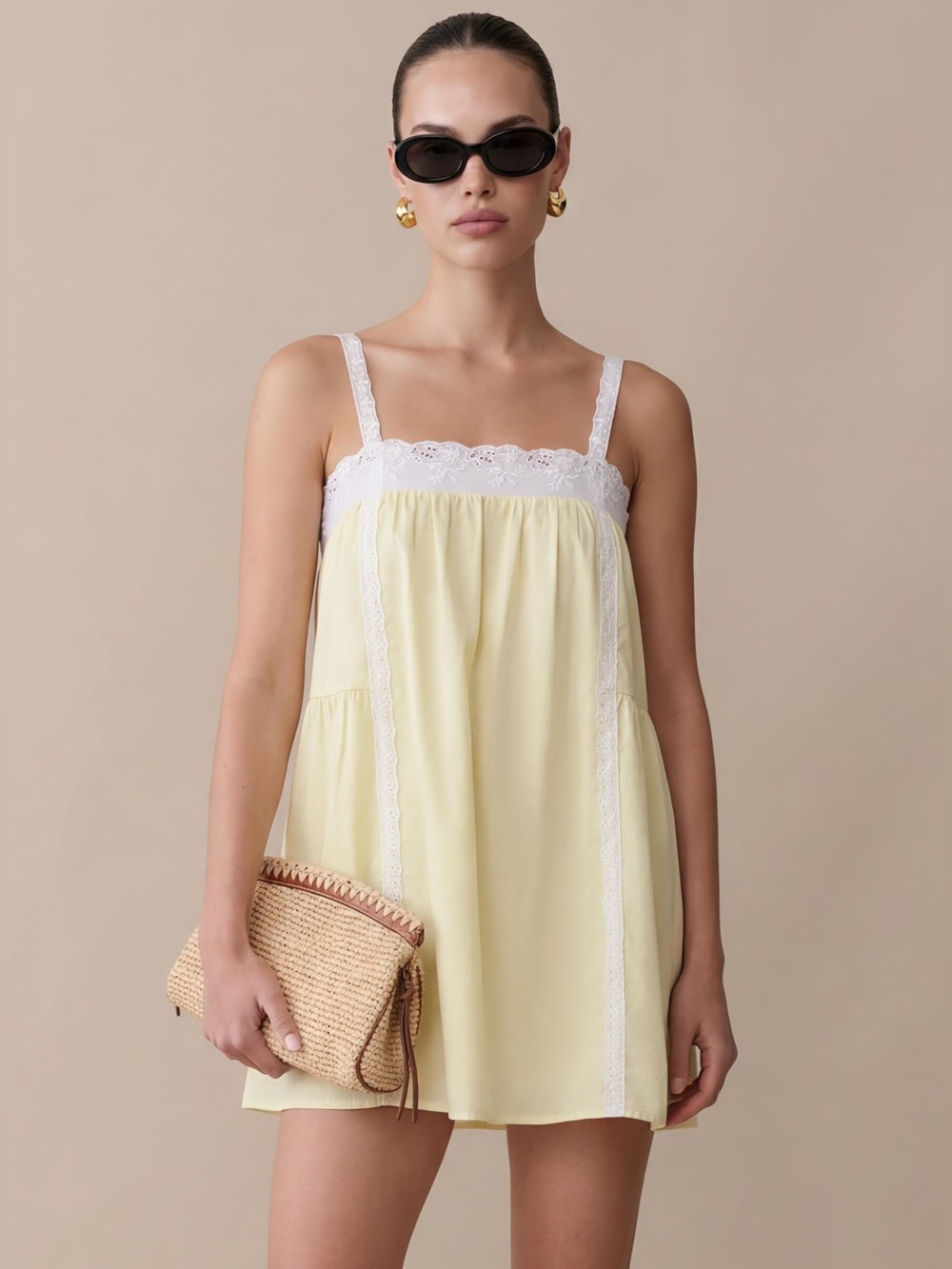NWT Few Moda Florence Cotton Dress size Small S butter yellow lace kourt mini